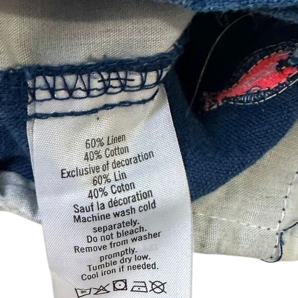 Janie & Jack Blue Linen Blend Chino Shorts Baby Boy Size 18-24 Months | 44-17 - Picture 5 of 5